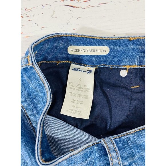 Seven7 Womens Jean Shorts Sz 4 Denim Weekend Bermuda Mid Rise Mom Style Long - Picture 7 of 10